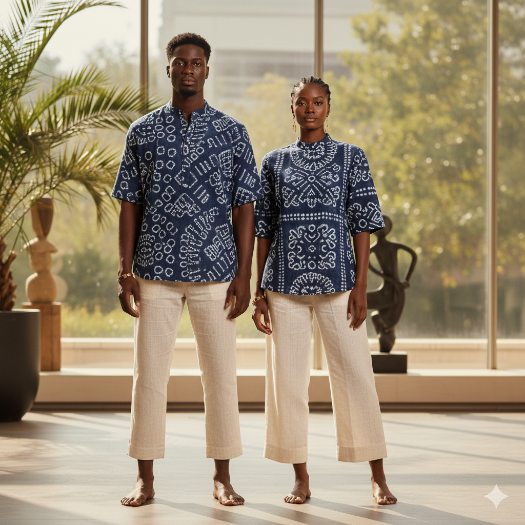 Hand-Dotted Adire Shirt