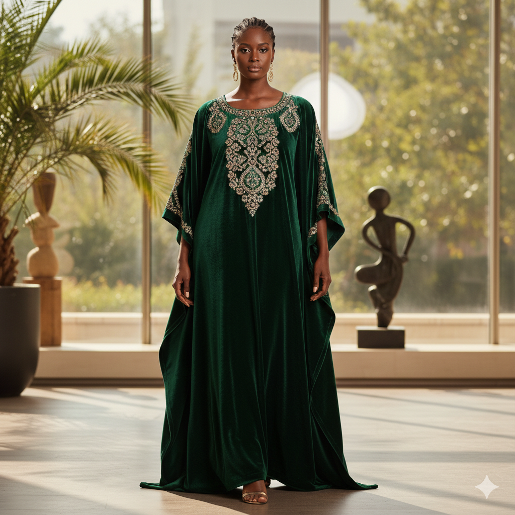 Velvet Kaftan with Stones